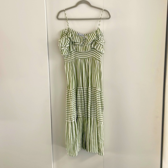 Zara | Dresses | Zara Green And White Striped Dress | Poshmark